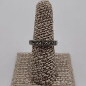 Size 8 Sterling Silver Channel Clear Cubic Zirconia Gems Ring A1750